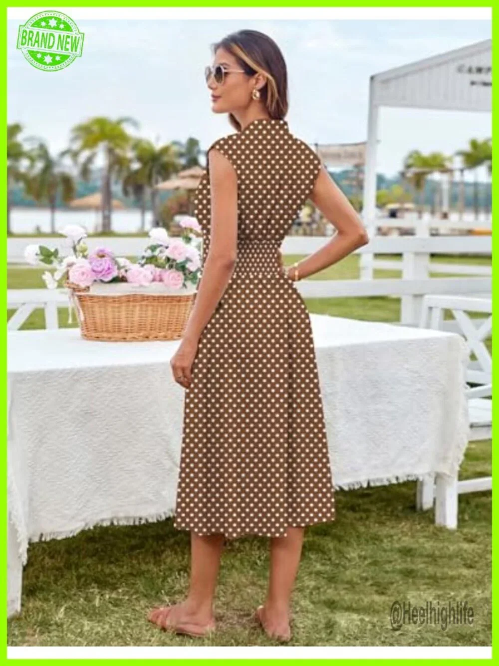 Cap Sleeve Zipper Front Flowy Midi Dress with Pockets